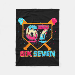 Baseball Drip Number 67 Player Or 67th Birthday Fleece Blanket