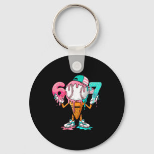 Baseball Drip Number 67 Player Or 67th Birthday Key Ring