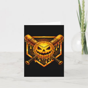Baseball drip pumpkin spooky ghost halloween boys card