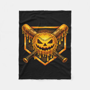 Baseball drip Pumpkin Spooky Ghost Halloween Boys Fleece Blanket
