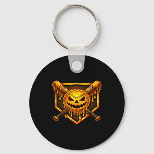 Baseball drip pumpkin spooky ghost halloween boys key ring