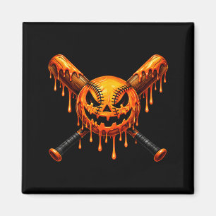 Baseball drip pumpkin spooky ghost halloween boys magnet