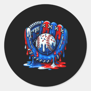 Baseball Drip Team For Boys Ice Cream Cool  Classic Round Sticker