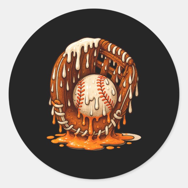 Baseball Drip Team For Boys Ice Cream Cool  Classic Round Sticker (Front)
