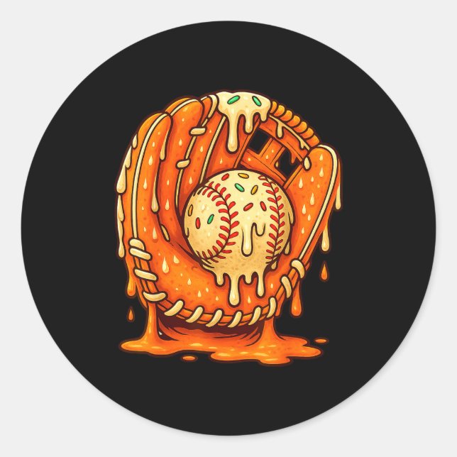 Baseball Drip Team For Boys Ice Cream Cool  Classic Round Sticker (Front)