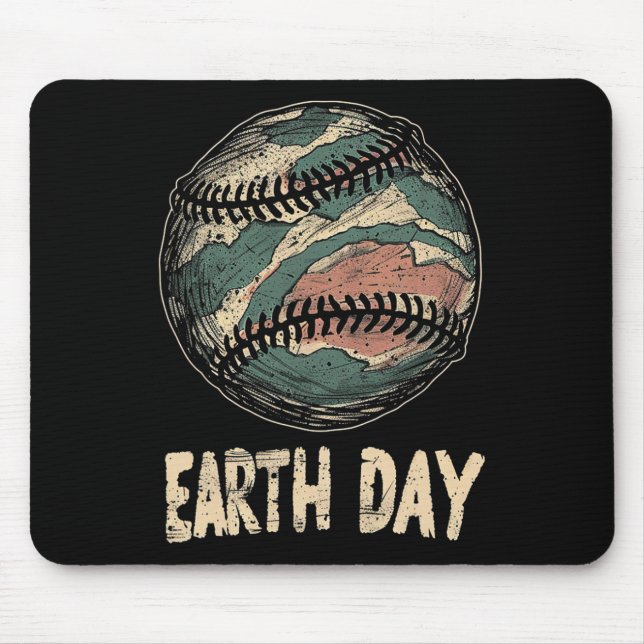 Baseball Earth Day Nature Planet Conservation Tree Mouse Pad (Front)