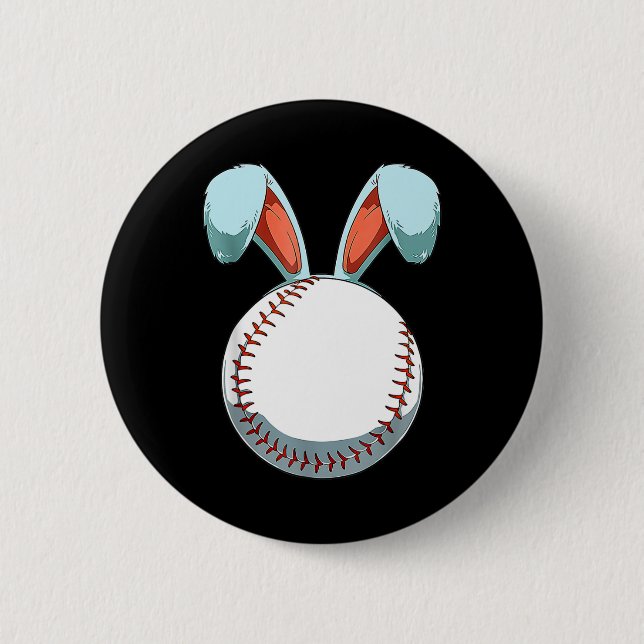 Baseball Easter Bunny Ears Easter Eggs Hunting Bas 6 Cm Round Badge (Front)