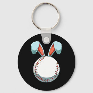 Baseball Easter Bunny Ears Easter Eggs Hunting Bas Key Ring