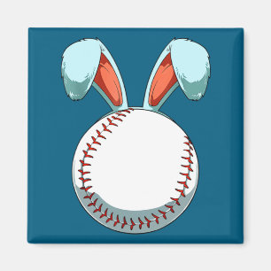 Baseball Easter Day Bunny Ears Rabbit Baseball Fa Magnet