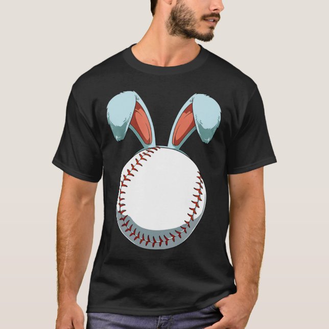 Baseball Easter Day  Bunny Ears Rabbit Baseball Fa T-Shirt (Front)