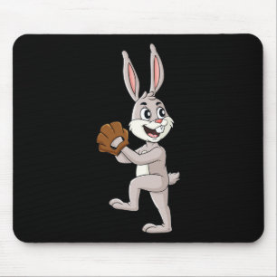 Baseball Easter Day Rabbit Pitcher Boys Girls Kids Mouse Pad