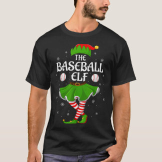 Baseball Elf Christmas Family Girls Women Elf Squa T-Shirt