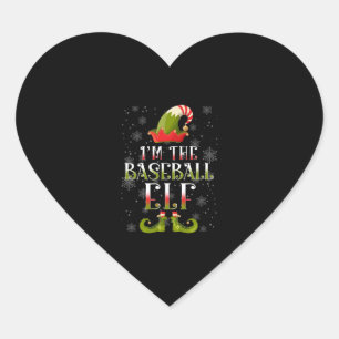 Baseball Elf Christmas Heart Sticker