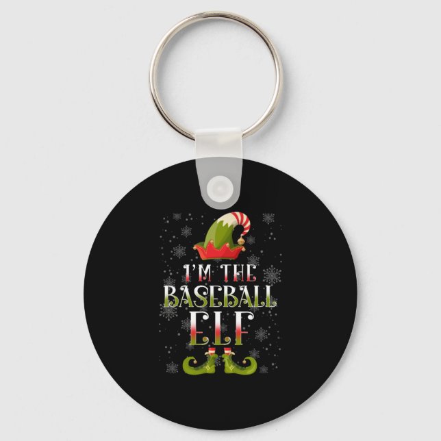 Baseball Elf Christmas Key Ring (Front)