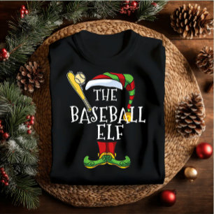 Baseball elf family matching christmas outfit name T-Shirt