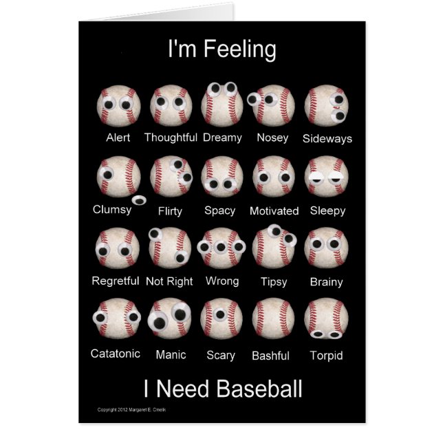 Baseball Emotions Blank Card (Front)