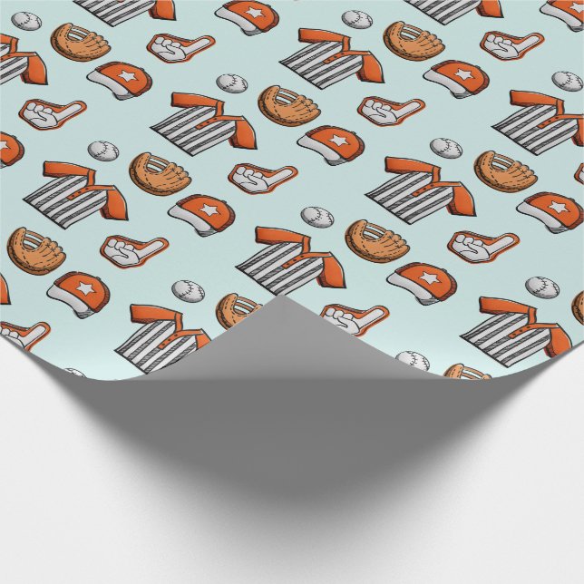 Baseball Equipment Illustrated Pattern Wrapping Paper (Corner)