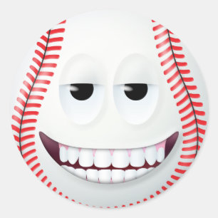 Baseball Face 2 Classic Round Sticker