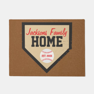 Baseball Family Home Plate Name and Year Doormat