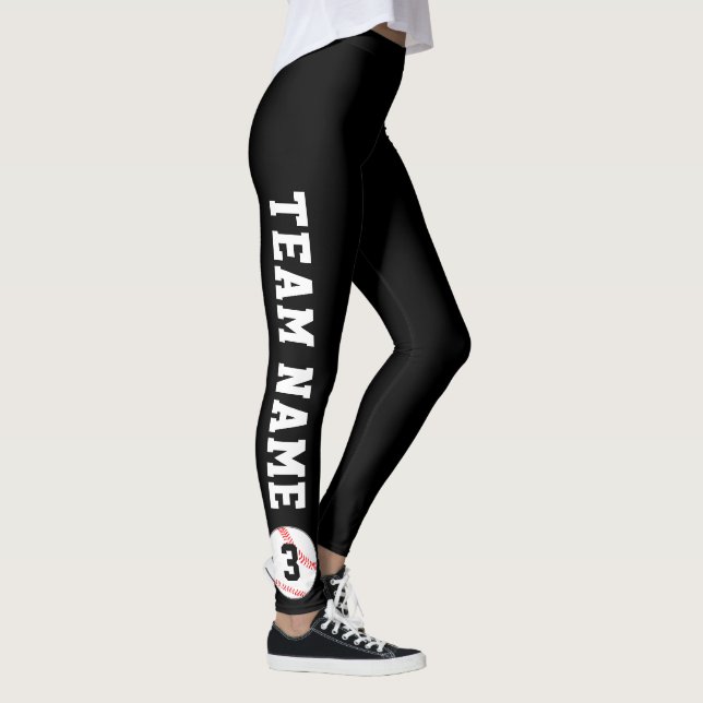 Baseball Fan Custom Team Name and Player Number Leggings (Right)