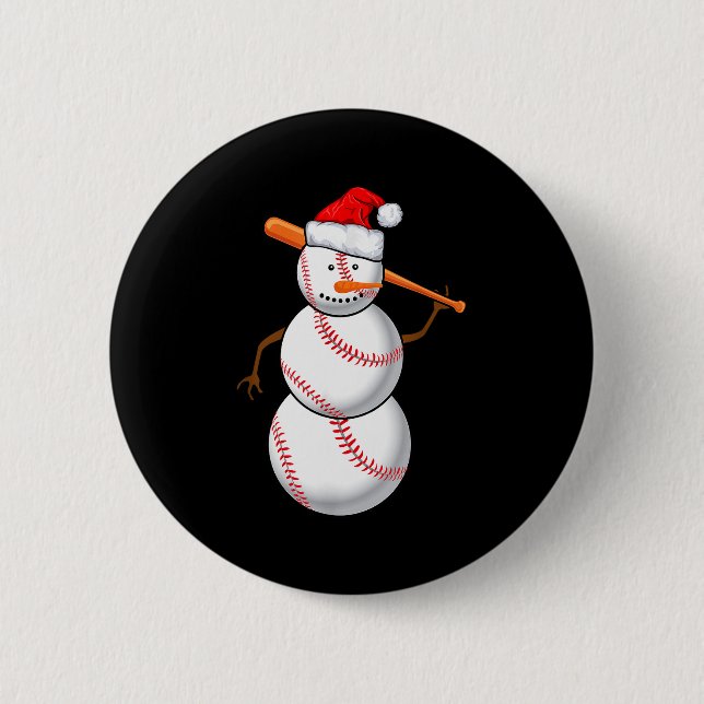 Baseball Fan Snowman Funny Christmas Gift  6 Cm Round Badge (Front)