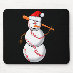 Baseball Fan Snowman Funny Christmas Gift  Mouse Pad