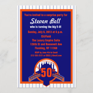 Baseball Fan Surprise Party 50 Invitation