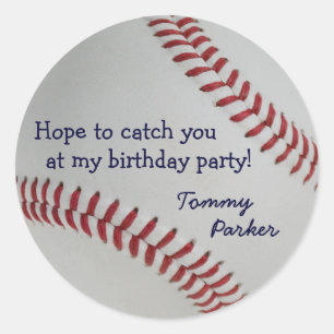 Baseball Fan-tastic_Catch you at my birthday party Classic Round Sticker