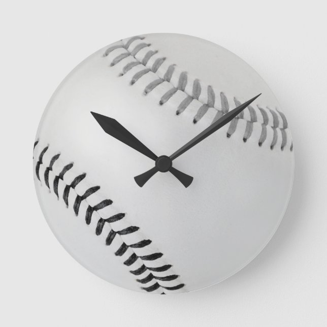 Baseball Fan-tastic_Color Laces_gy_bk Round Clock (Front)