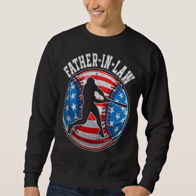 Baseball Father In Law American Flag USA  Father s Sweatshirt (Front)