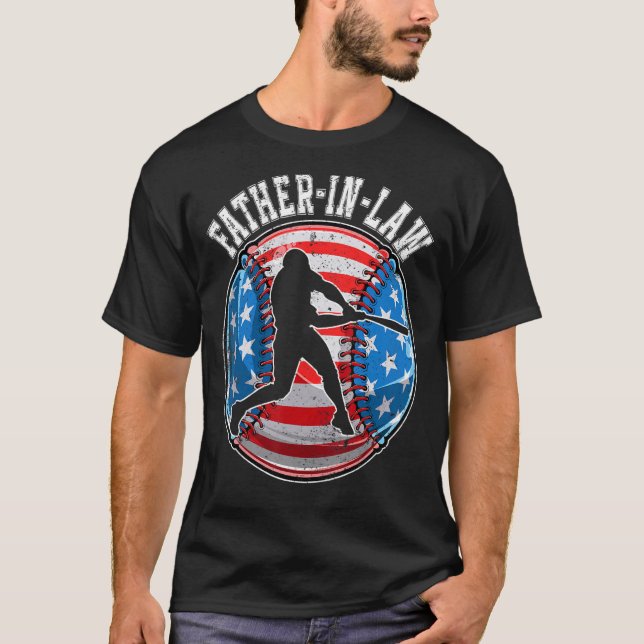 Baseball Father In Law American Flag USA  Father s T-Shirt (Front)