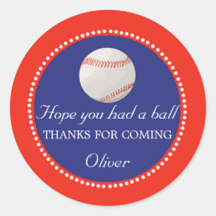 Baseball Favour Label Thank You Sticker