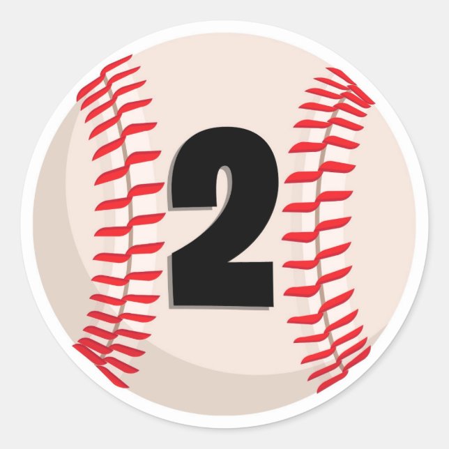 Baseball Favourite Number #2 Classic Round Sticker (Front)