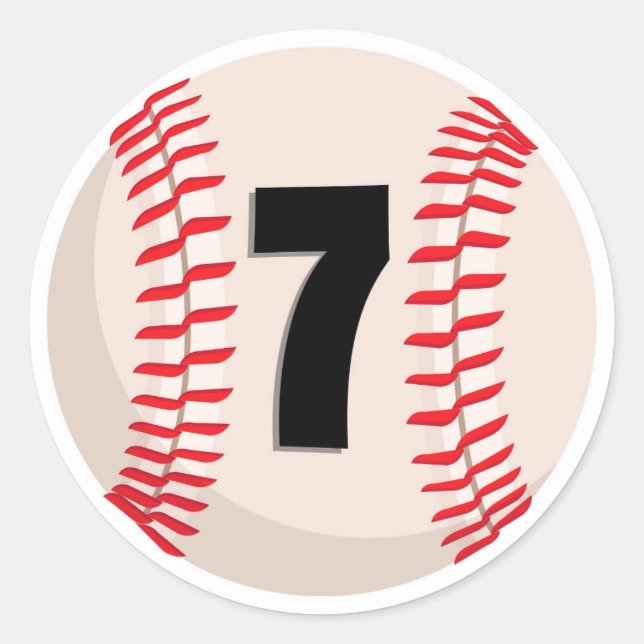 Baseball Favourite Number #7 Classic Round Sticker (Front)