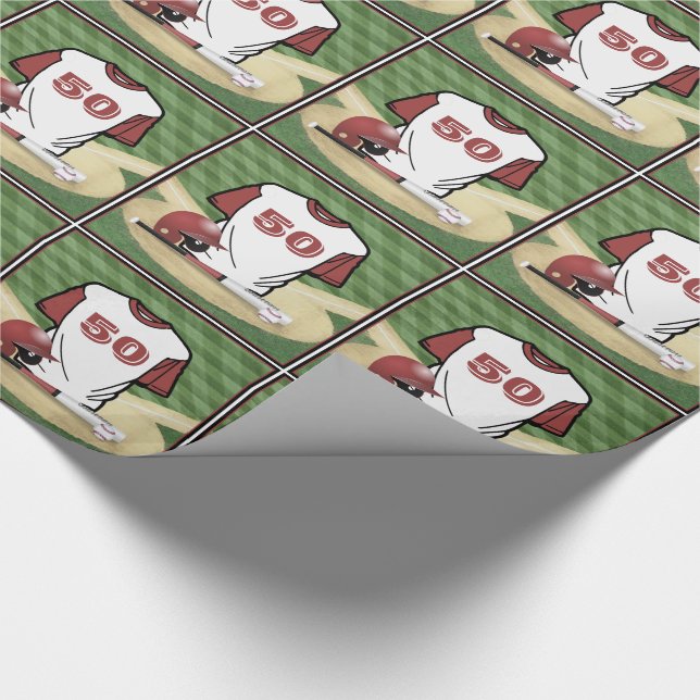 Baseball Field Personalised Jersey  Number or Age Wrapping Paper (Corner)