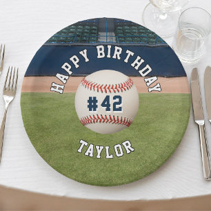 Baseball Field Team Number Sports Happy Birthday Paper Plate