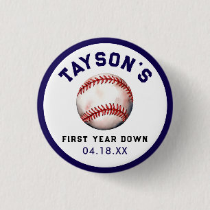 Baseball First Year Down 1st Birthday 3 Cm Round Badge