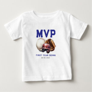 Baseball First Year Down 1st Birthday Baby T-Shirt