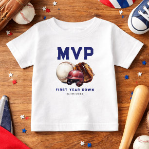 Baseball First Year Down 1st Birthday Baby T-Shirt