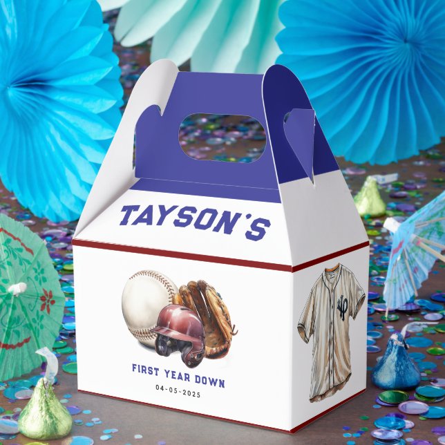 Baseball First Year Down 1st Birthday Favour Box (Party)