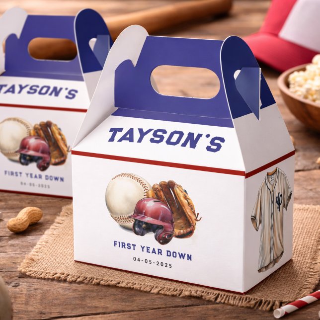 Baseball First Year Down 1st Birthday Favour Box (Baseball First Year Down 1st Birthday Favor Boxes
)