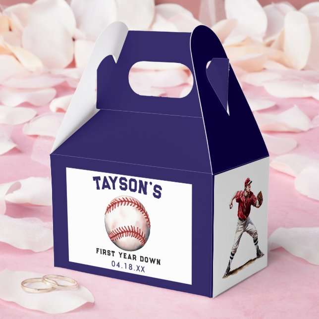 Baseball First Year Down 1st Birthday Favour Box (Wedding)