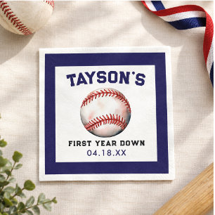 Baseball First Year Down 1st Birthday Napkin