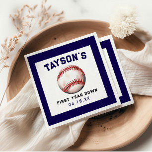 Baseball First Year Down 1st Birthday Napkin