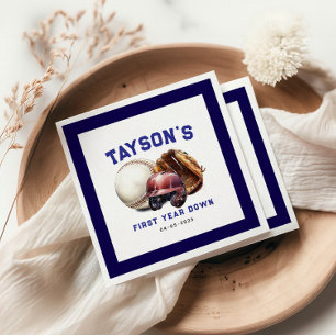 Baseball First Year Down 1st Birthday Napkin