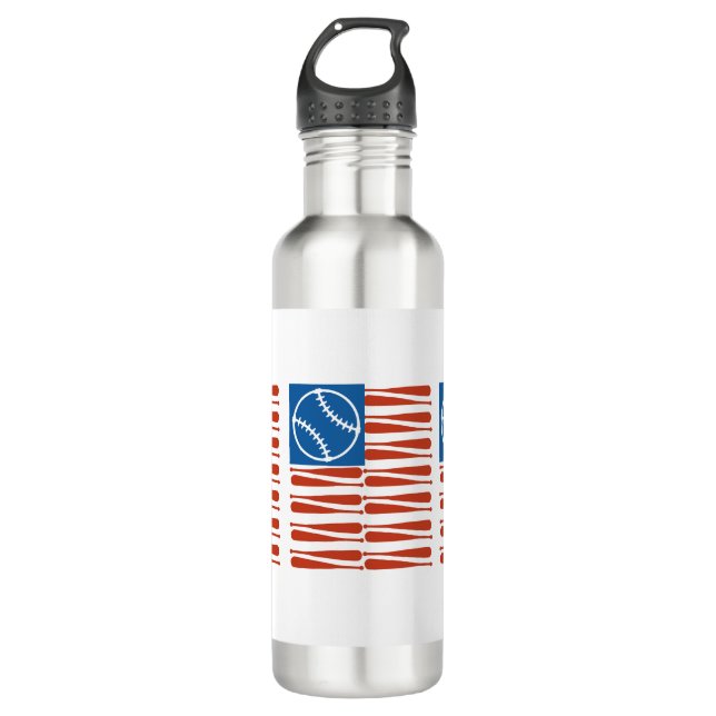 Baseball flag 710 ml water bottle (Front)