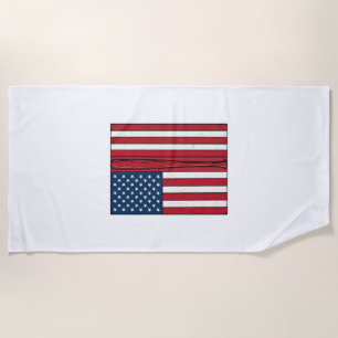 Baseball Flag Distressed Vintage Vector Design_1 Beach Towel
