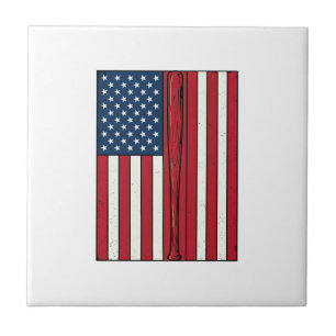 Baseball Flag Distressed Vintage Vector Design_1 Ceramic Tile