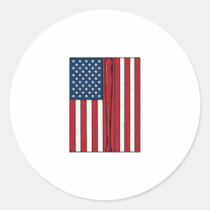 Baseball Flag Distressed Vintage Vector Design_1 Classic Round Sticker