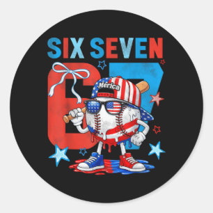 Baseball Flag Drip USA American Patriotic 4th of Classic Round Sticker